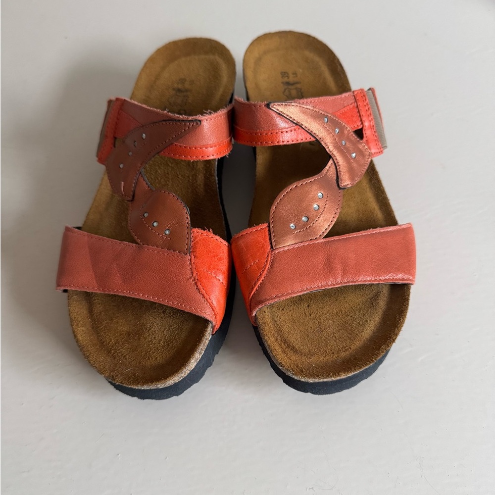 NAOT Kimberly orange metallic Leather slide Sandals Women’s Sz 39/8 - Picture 6 of 8